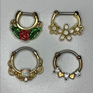 4 pc gold septum rings